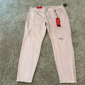 Celebrity Pink Skinny Ankle Jeans with Distressed Detail